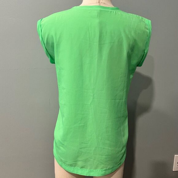 J. Crew Bright Green Drapey Scoopneck Blouse Size 4 - Picture 3 of 7